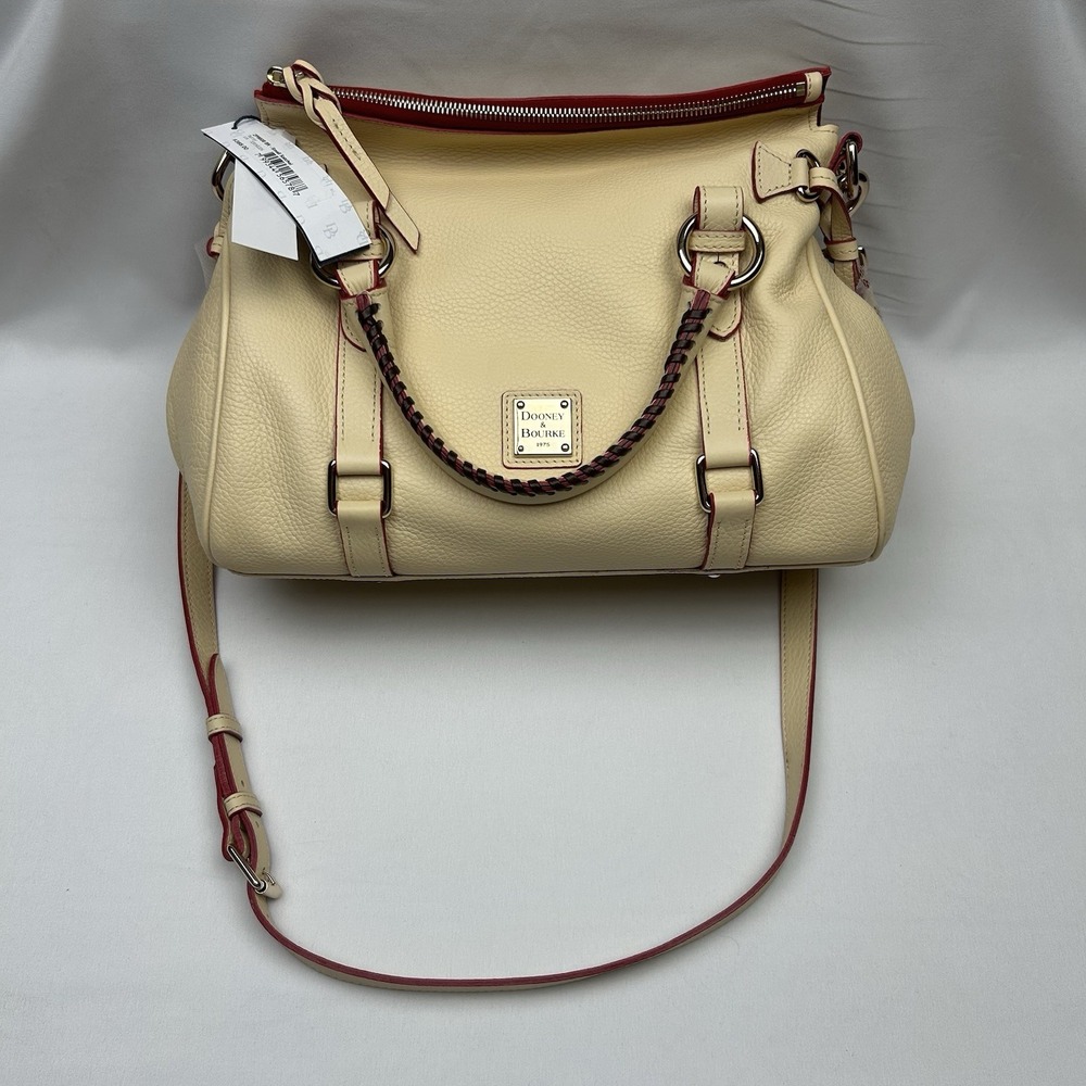 NWT Dooney & Bourke Florentine Small Satchel Butter Yellow Pebble Leather RARE - Picture 2 of 16